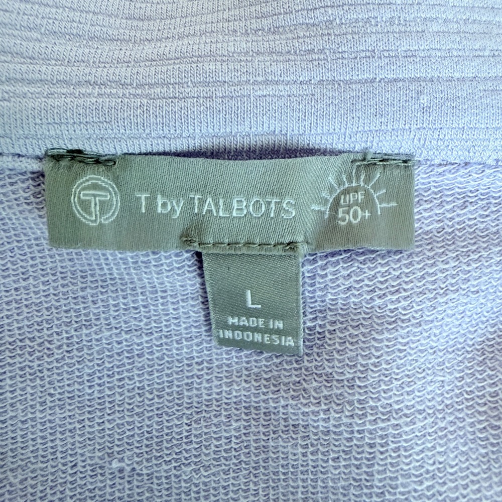 T by Talbots Womens Large Active Top Lavender Purple UPF 50 Collared Pullover - Picture 9 of 12